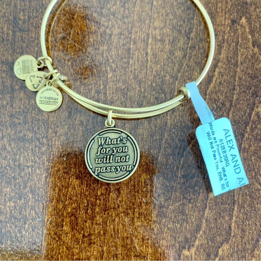 Alex and Ani gold “What’s for you will not pass you” bracelet